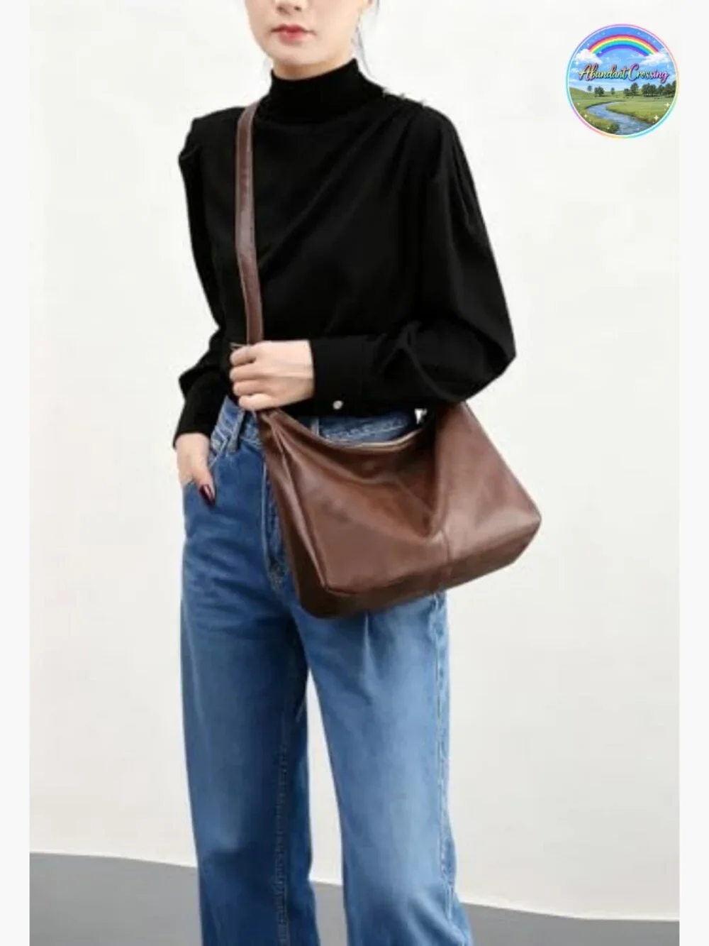 Vegan Leather Slouchy Hobo Bag Shoulder Tote Crossbody Purse